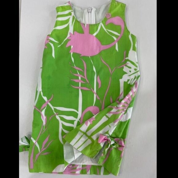 Corky's kids Dress Green With Pink Flamingo Size 12Months - Picture 2 of 5